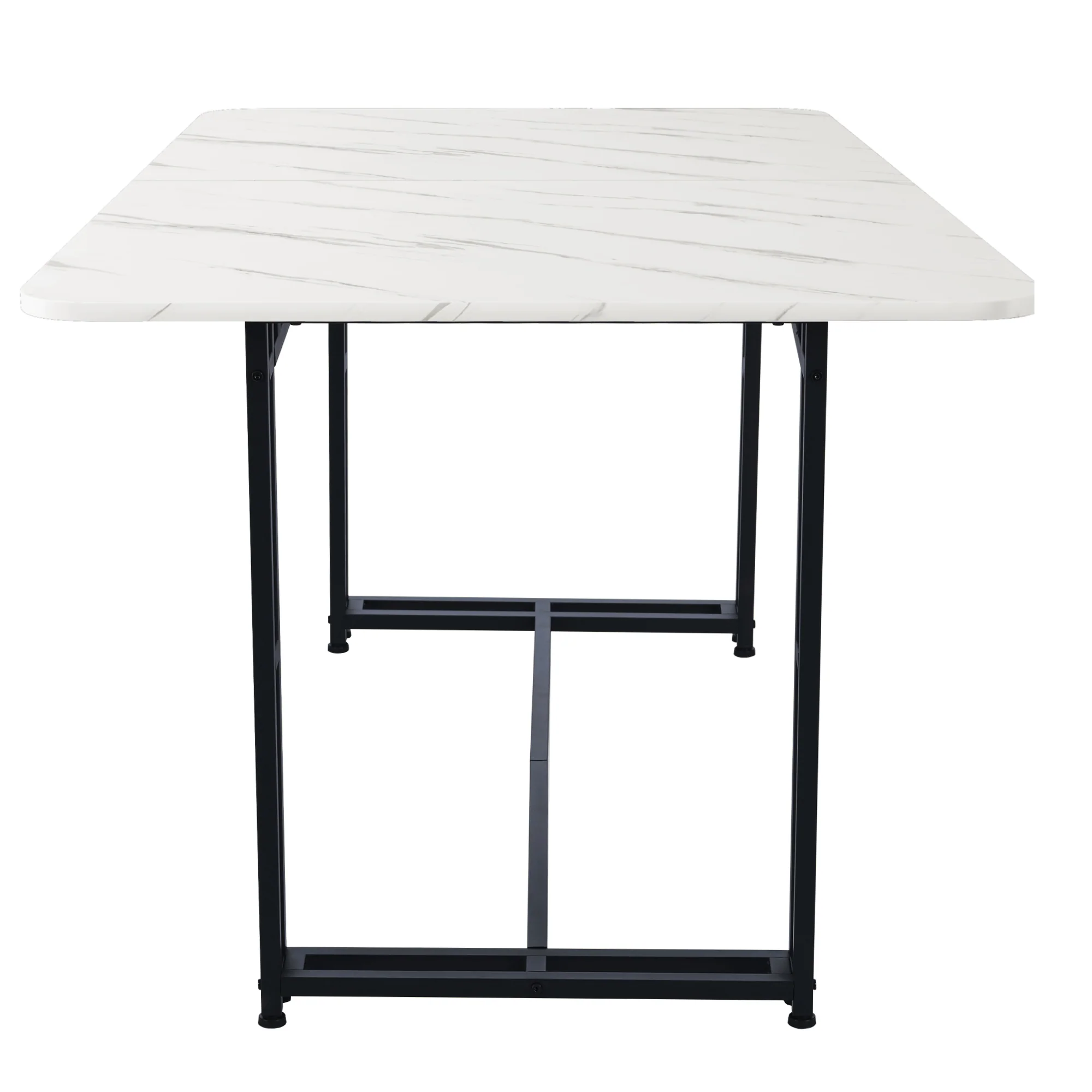 Lightweight Luxury Dining Table, 140x80cm Rectangular Metal Frame, Black - Image 9