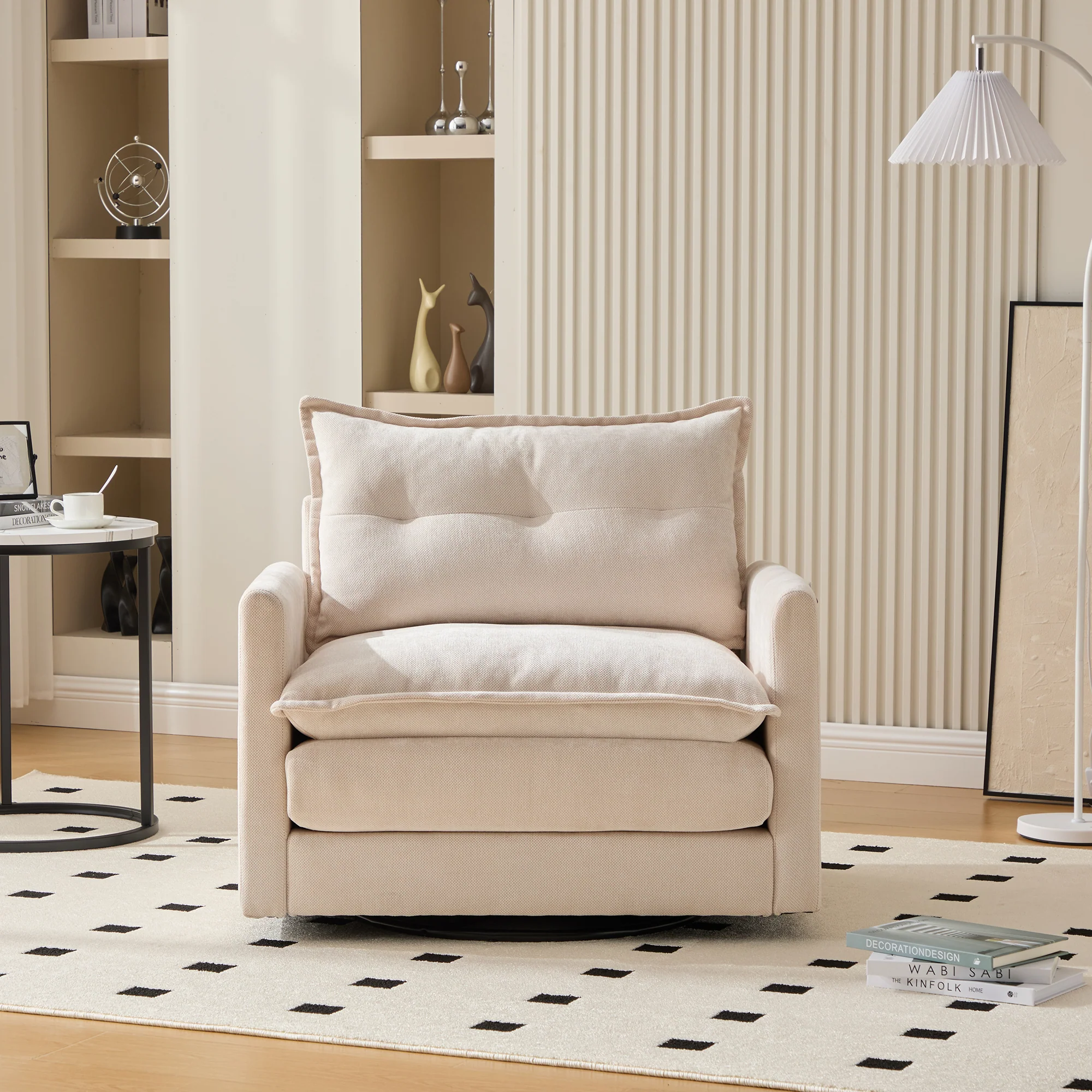 Lounge Chair, 360° Rotating, Armrests & Cushions, Modern Style - Image 9