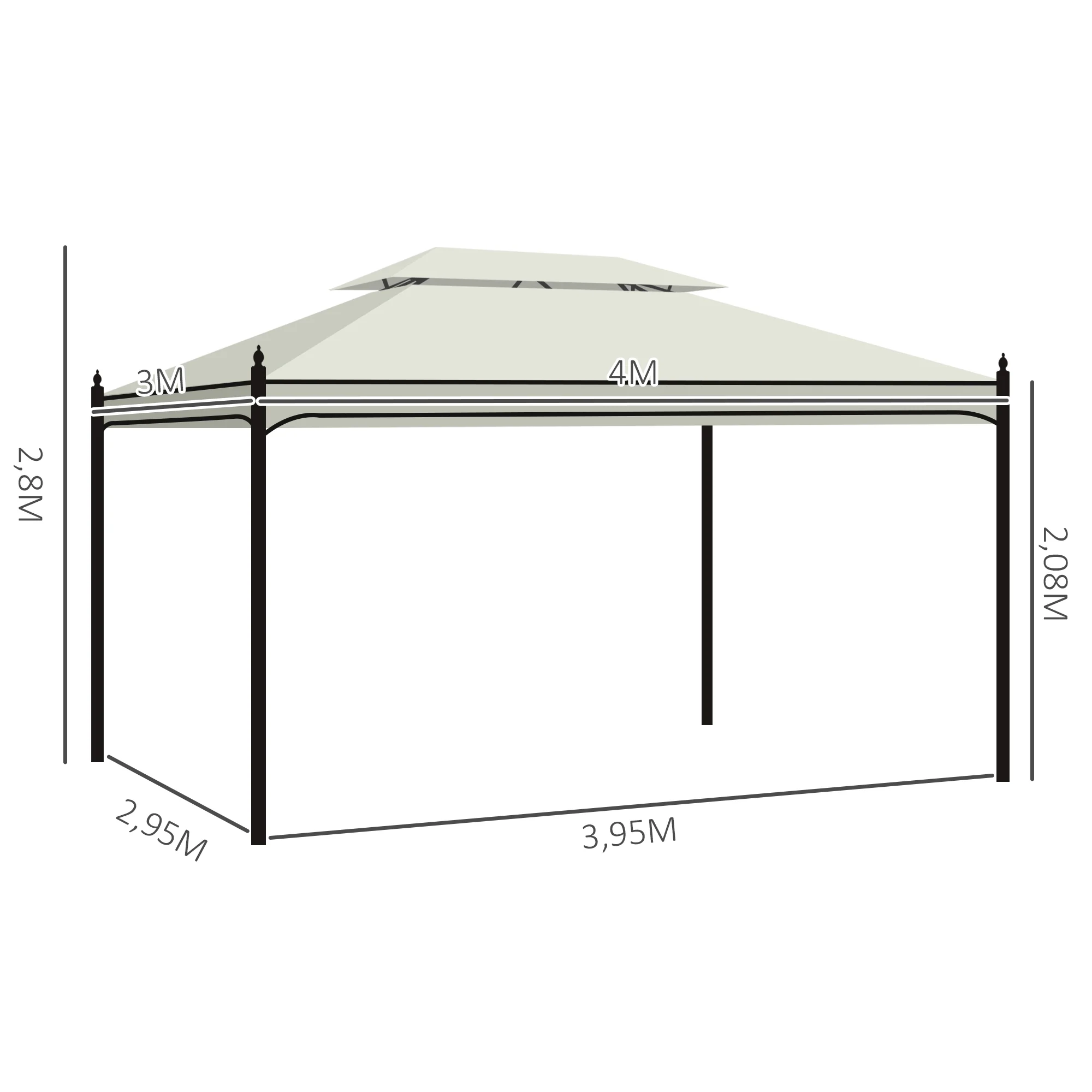 Luxury Pavilion Garden Pavilion 3x4 m, Party Tent Marquee, Cream - Image 3