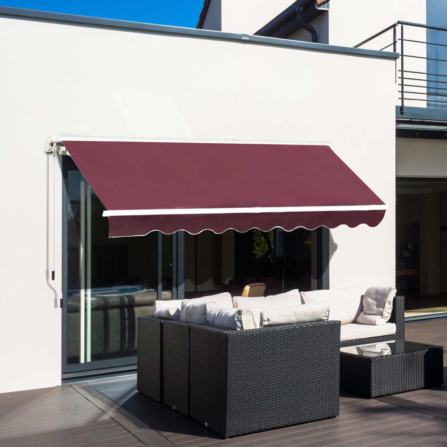 Manual Retractable Awning 3x2.5 m Red - Image 2
