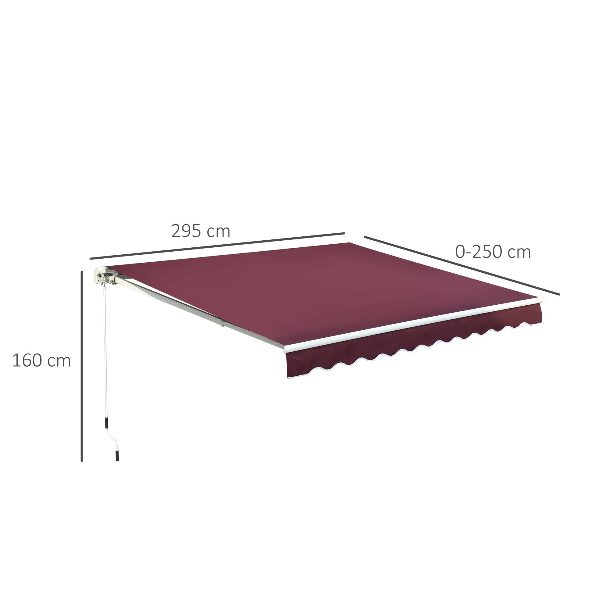 Manual Retractable Awning 3x2.5 m Red - Image 3