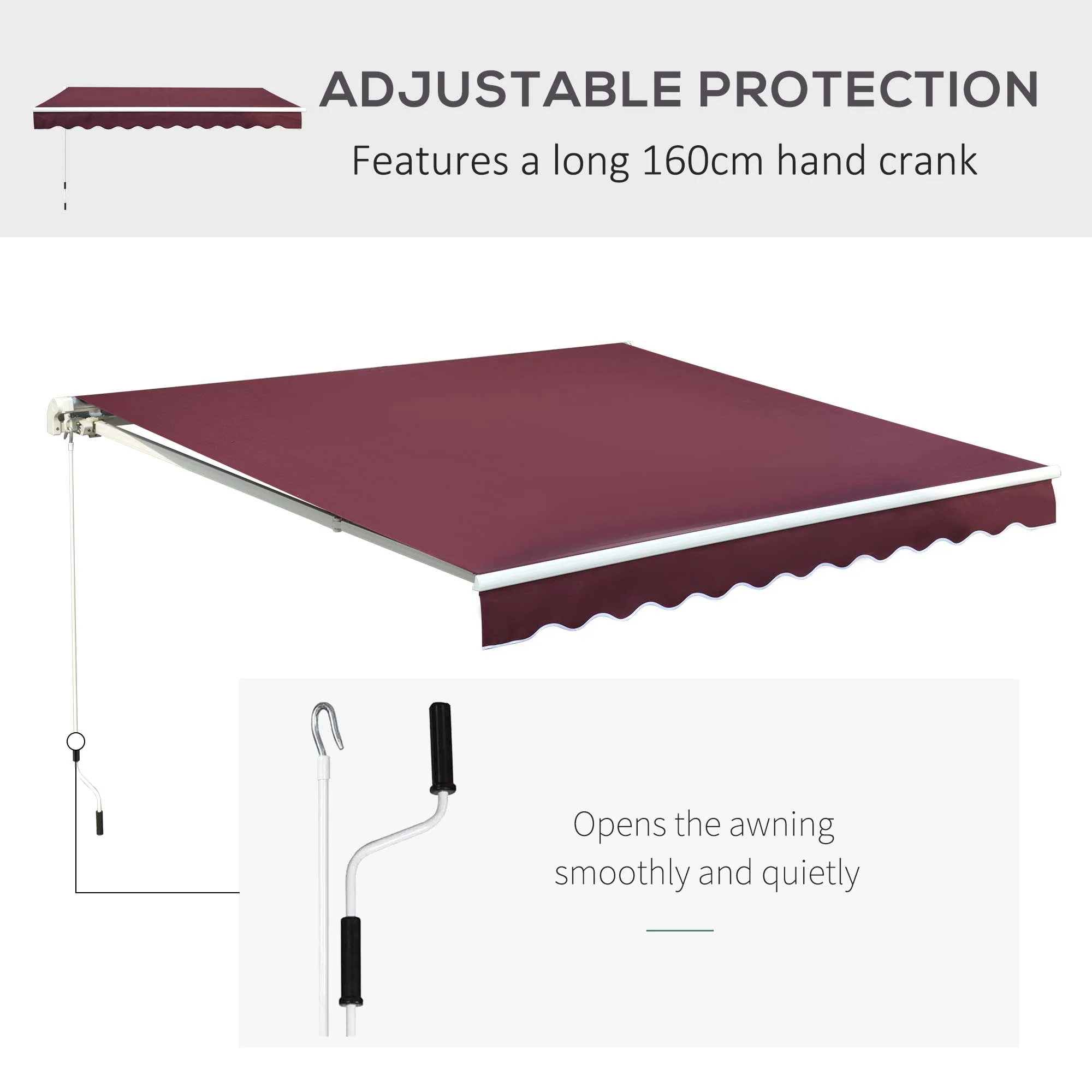 Manual Retractable Awning 3x2.5 m Red - Image 5