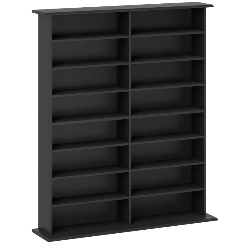 Media Shelf 16-Compartment Black - Image 2