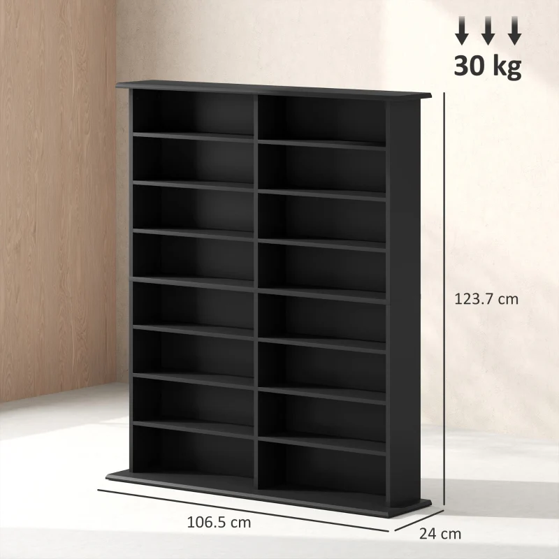 Media Shelf 16-Compartment Black - Image 3