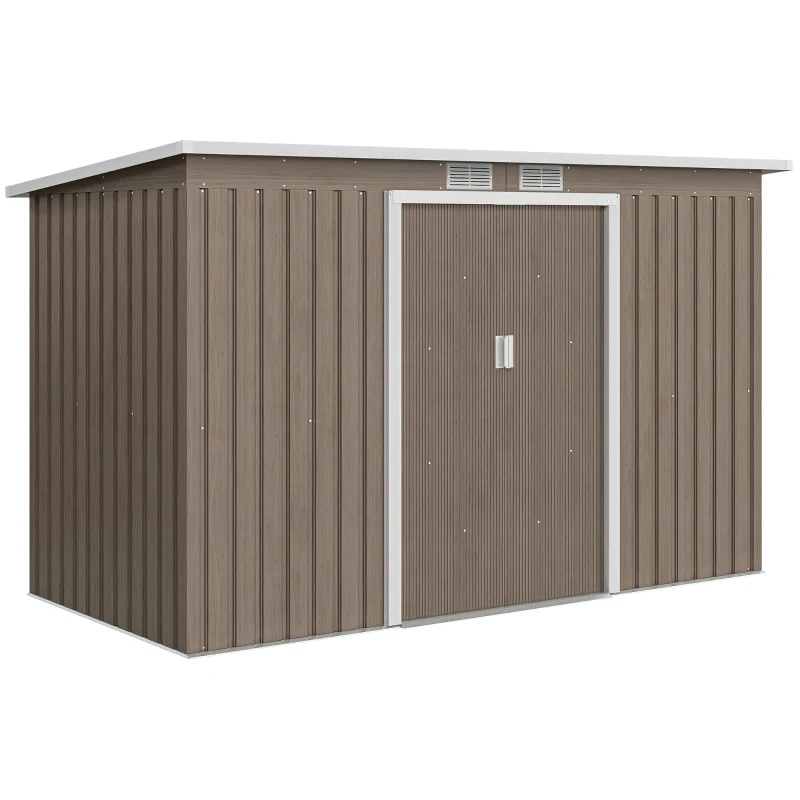 Metal Shed 4x9ft with Foundation Brown - Image 2