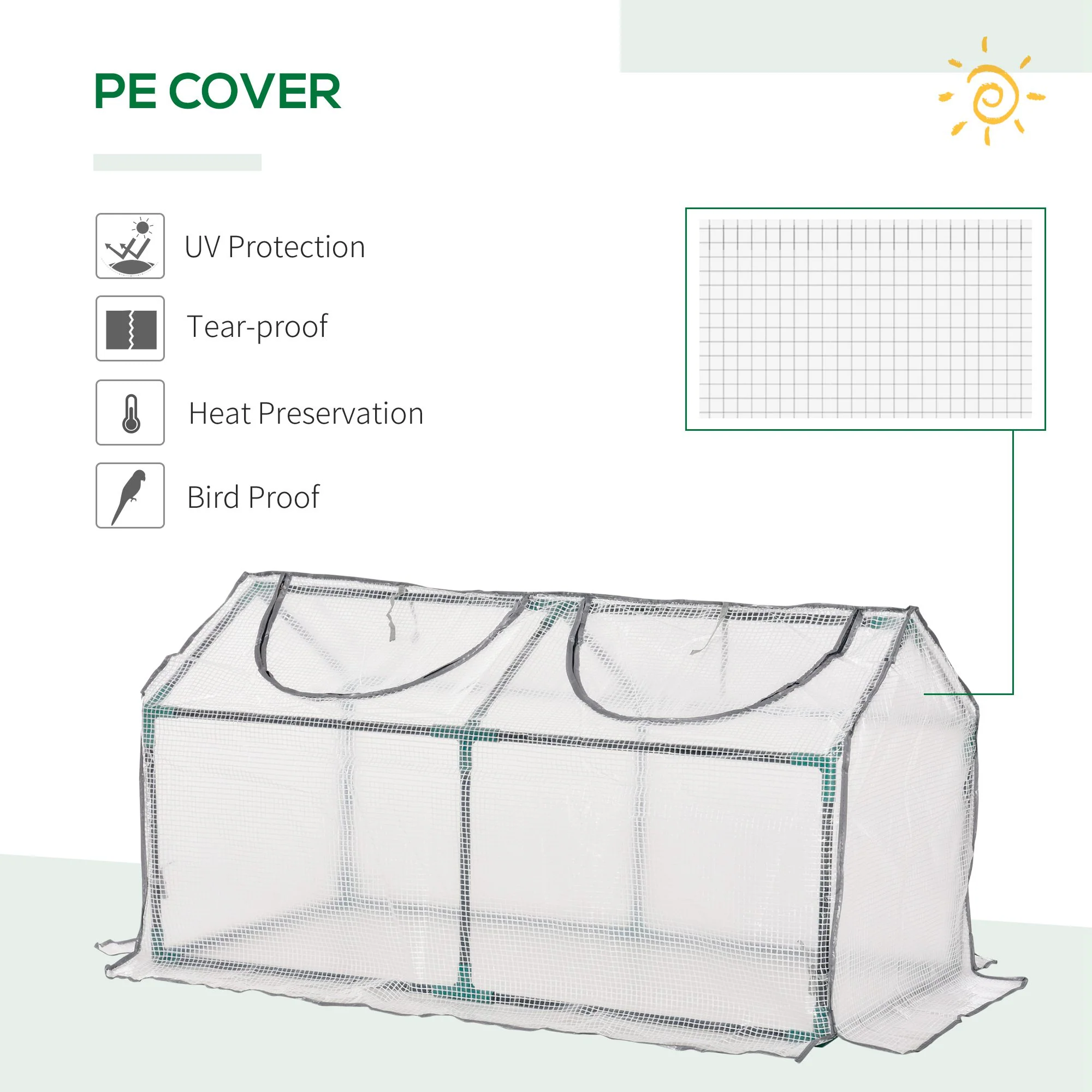 Mini Greenhouse Portable Tomato Vegetable House 120 x 60 x 60 cm White - Image 4
