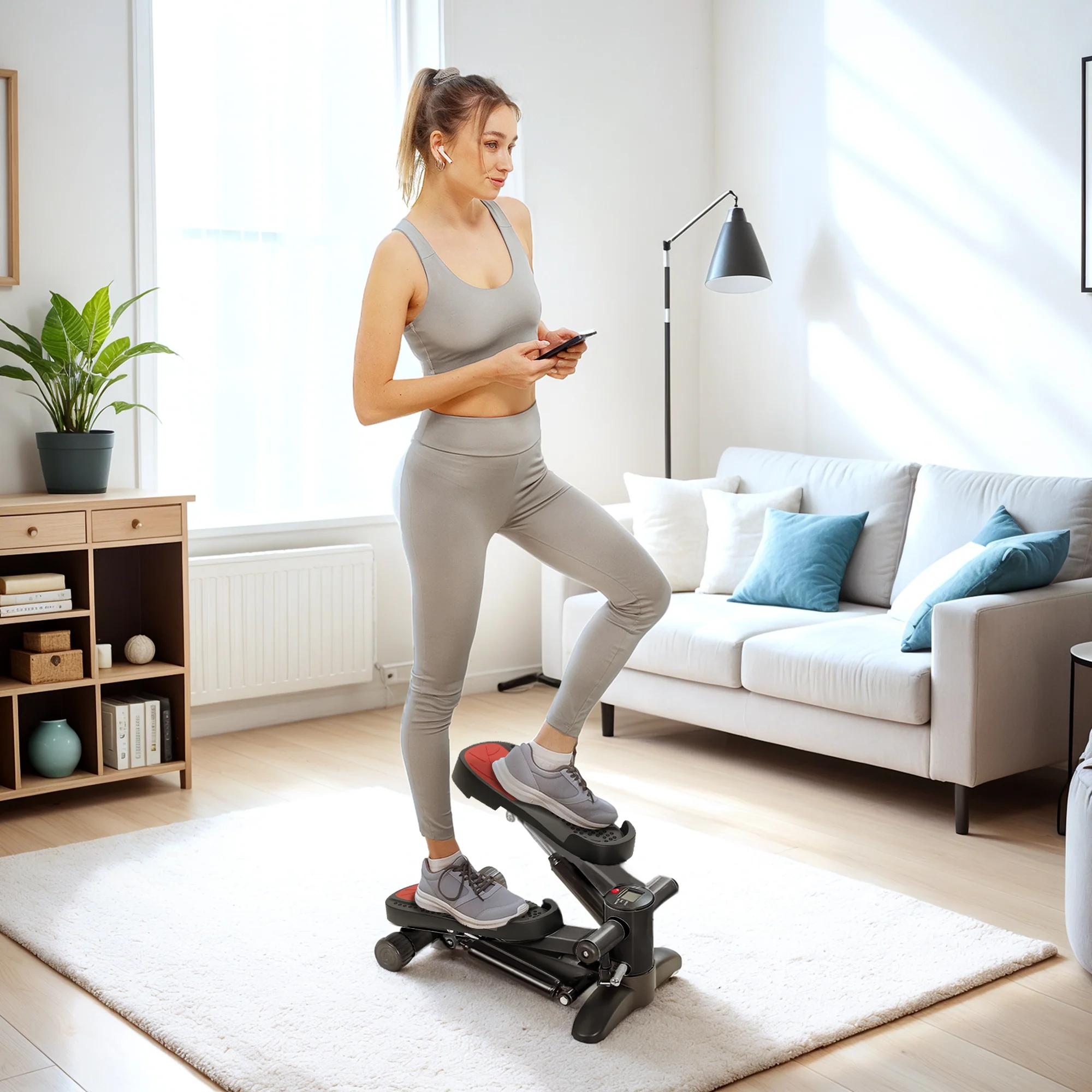 Mini Stepper Home Trainer LCD Display 100kg Capacity, Black