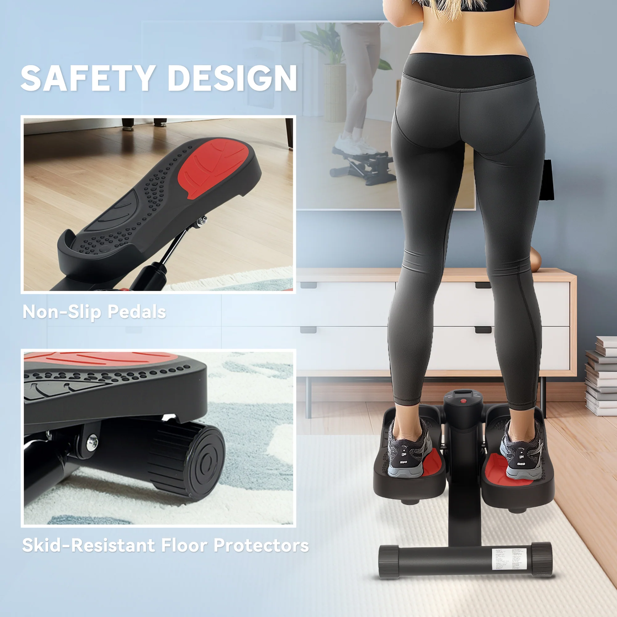 Mini Stepper Home Trainer LCD Display 100kg Capacity, Black - Image 6