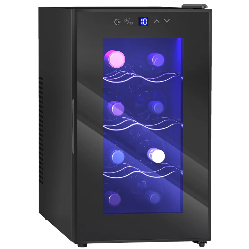 Mini Table Top Wine Fridge, 8 Bottle 17L, 8-18℃ Quiet, Glass Door LED Light Digital Touch Screen - Image 2