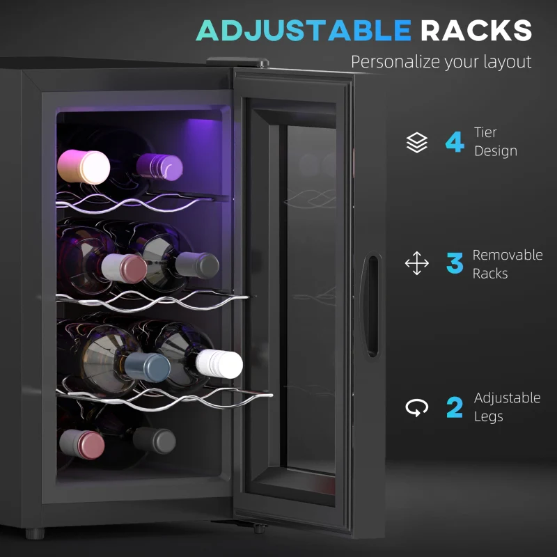 Mini Table Top Wine Fridge, 8 Bottle 17L, 8-18℃ Quiet, Glass Door LED Light Digital Touch Screen - Image 6