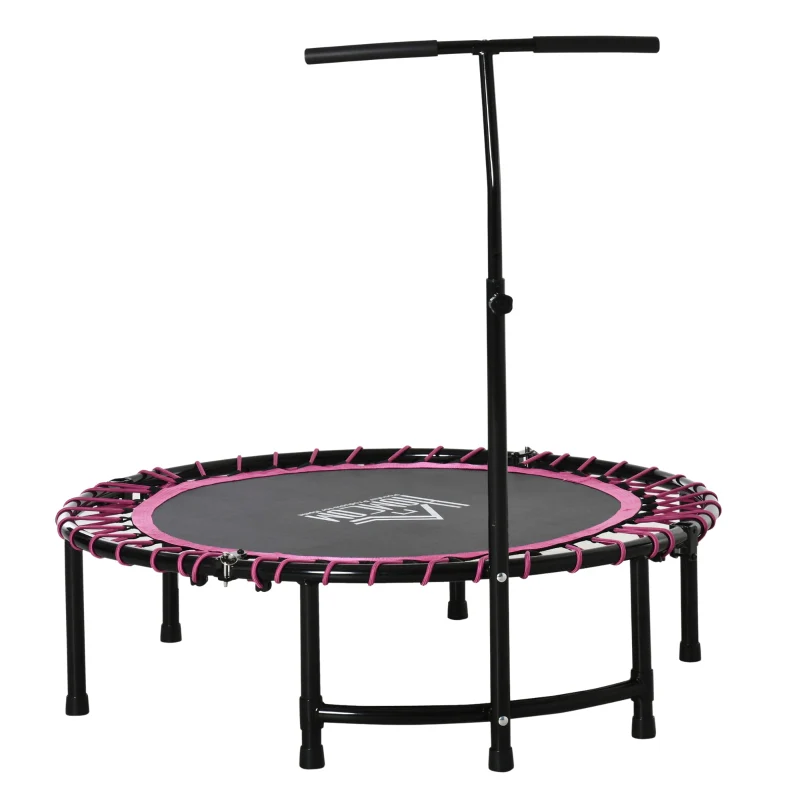 Mini Trampoline with Adjustable Handle, Round Steel Frame, Pink - Image 2