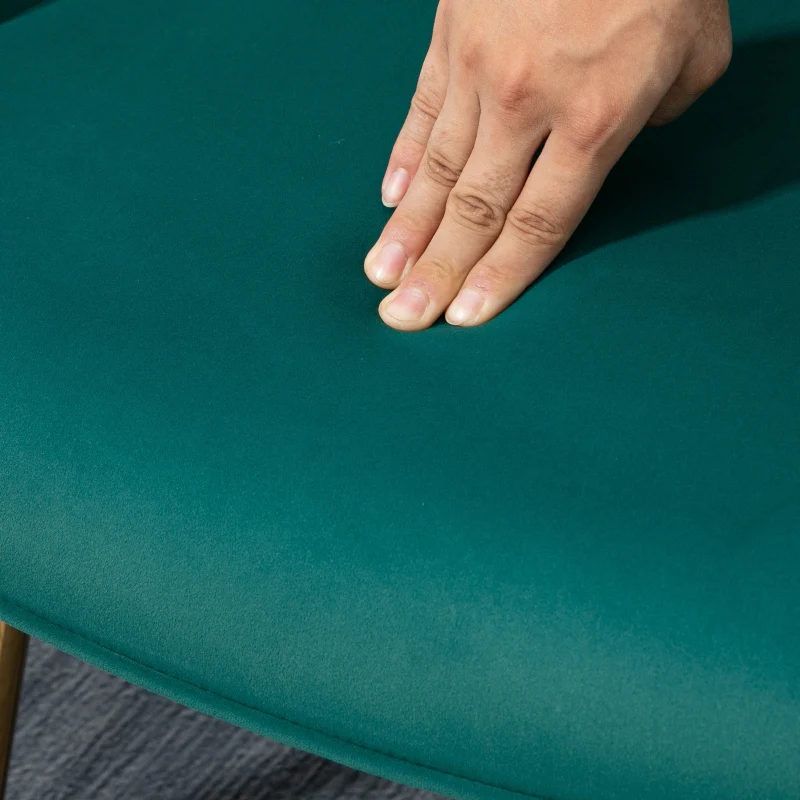 Modern Armchair with Footstool, Velvet Upholstered Wingback with Steel Legs, Dark Green - Image 4