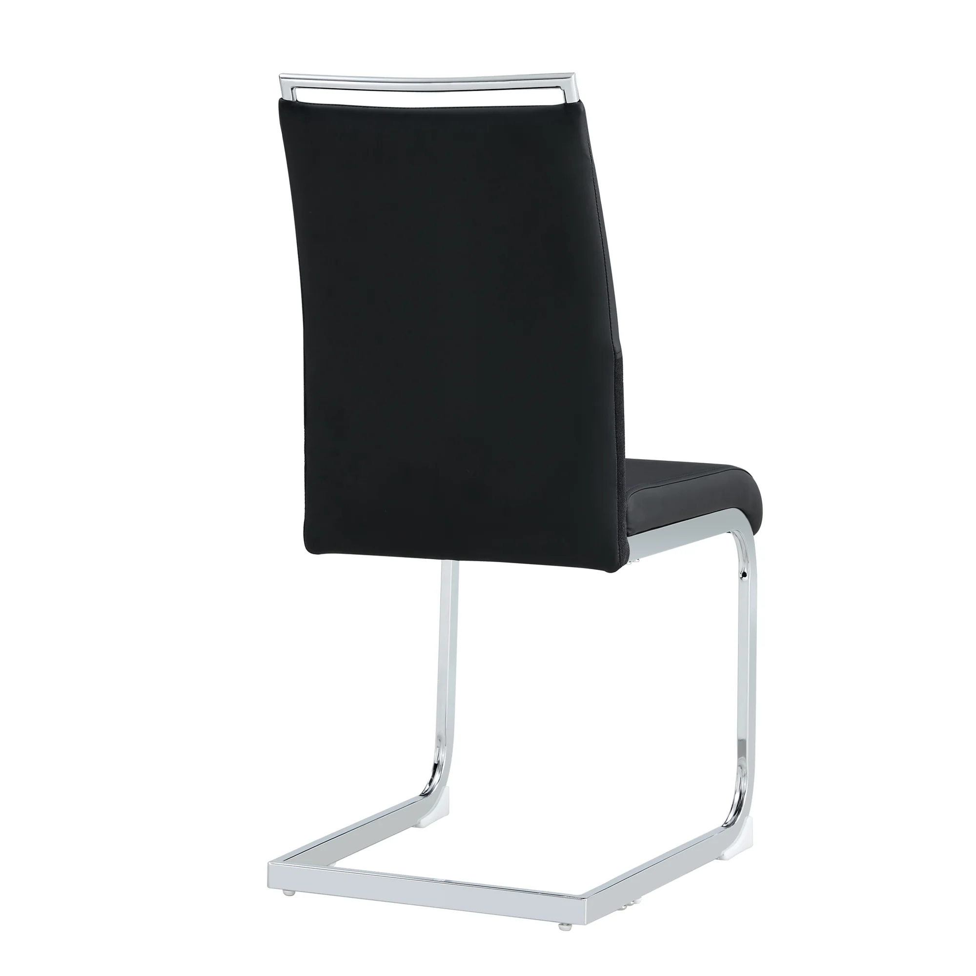 Modern Dining Chairs Set of 6 High Back Upholstered Side Chair Black PU Faux Leather & Linen - Image 10