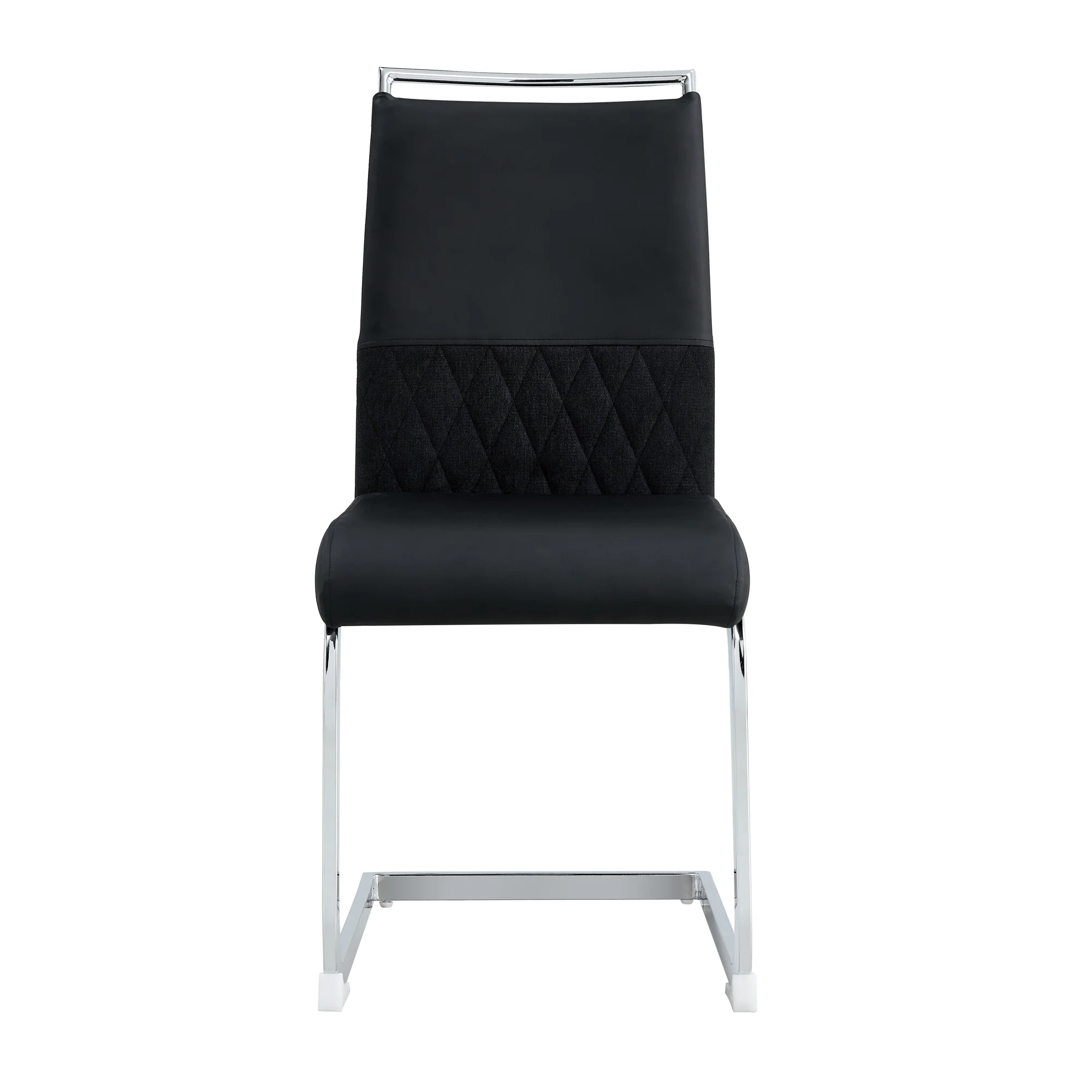 Modern Dining Chairs Set of 6 High Back Upholstered Side Chair Black PU Faux Leather & Linen - Image 8