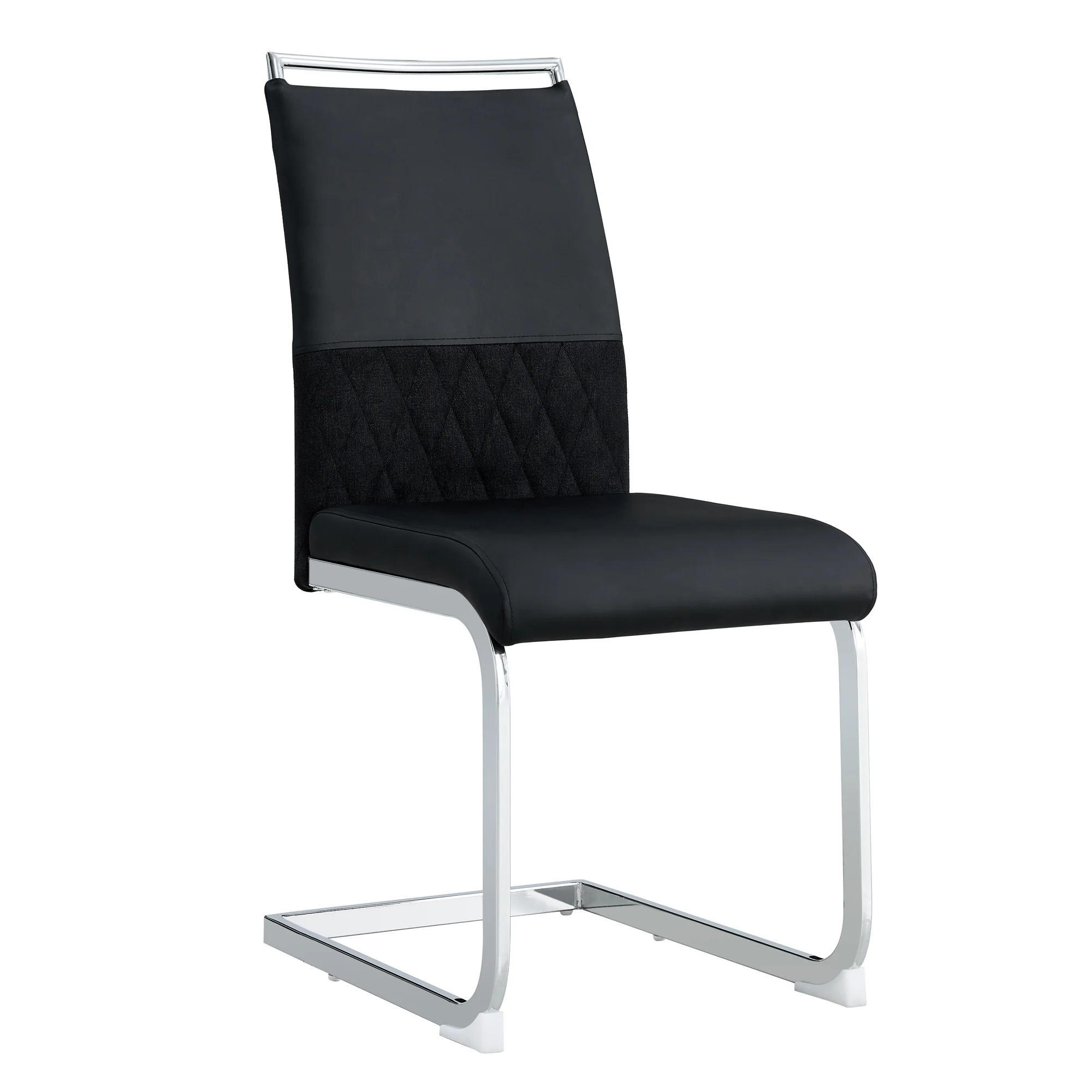Modern Dining Chairs Set of 6 High Back Upholstered Side Chair Black PU Faux Leather & Linen - Image 9