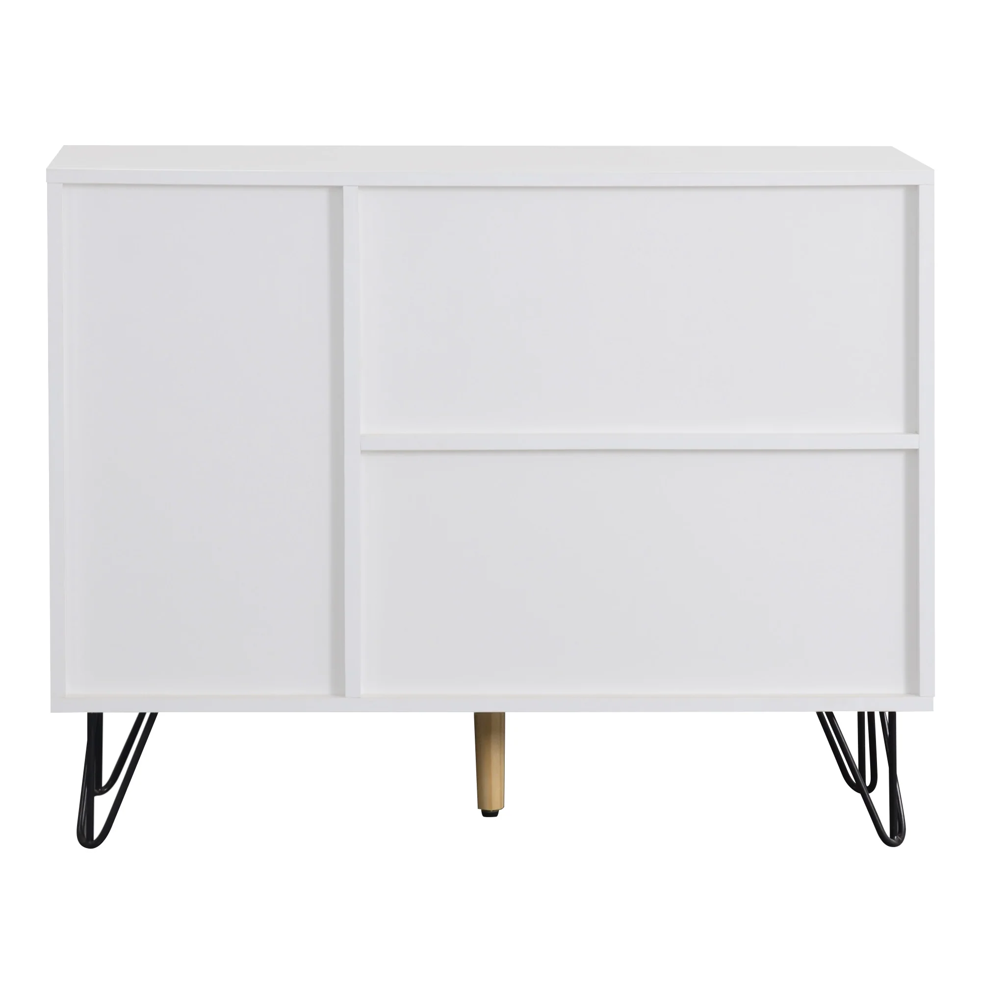 Modern storage cabinet, sideboard with drawer and adjustable shelves, white and wood look - Image 10