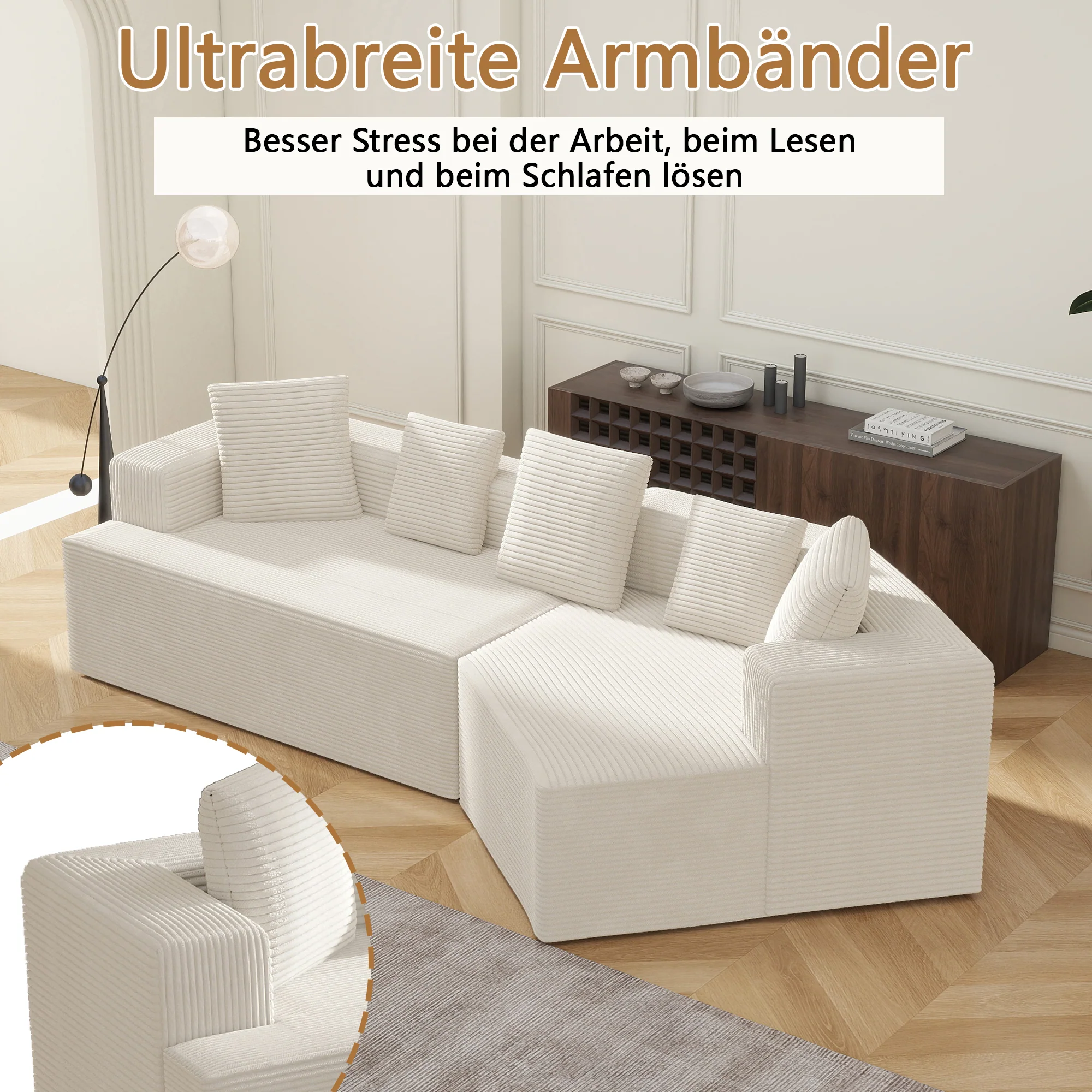 Modular Sofa 312cm Boneless Cloud Design - Comfort Fabric - Image 3