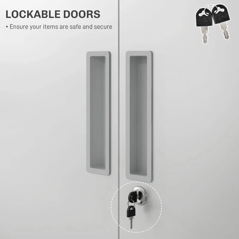 Office Cabinet, Five Shelf Lockable Steel - White - Image 5