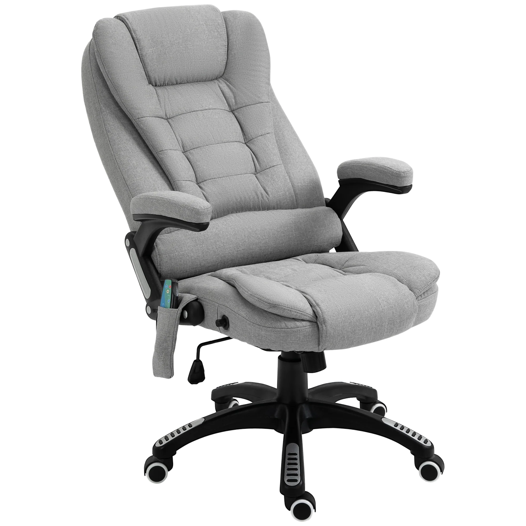 Office Chair, Ergonomic 6-Point Massage Heated Lumbar Support, Fabric Light Grey - Image 2