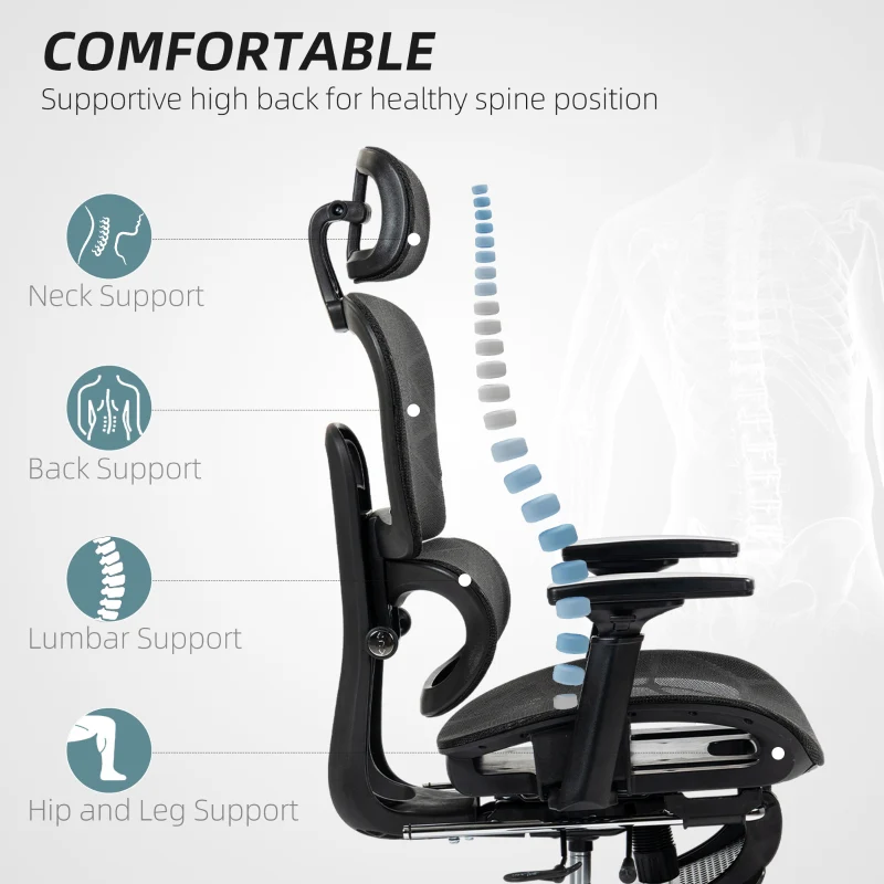 Office Chair, Multi-Adjustable Ergonomic Mesh - Black - Image 4