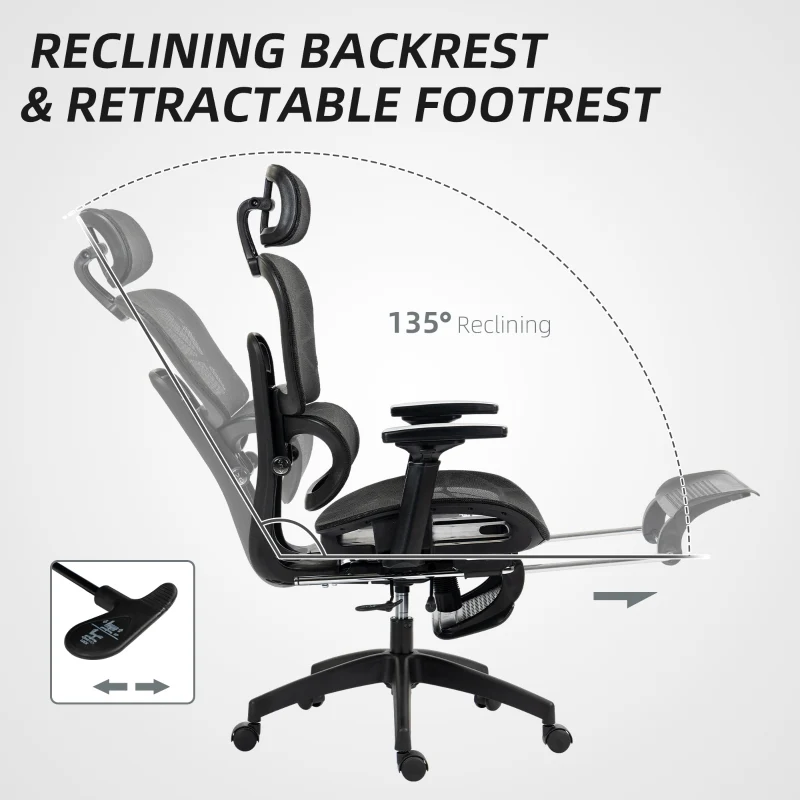 Office Chair, Multi-Adjustable Ergonomic Mesh - Black - Image 6