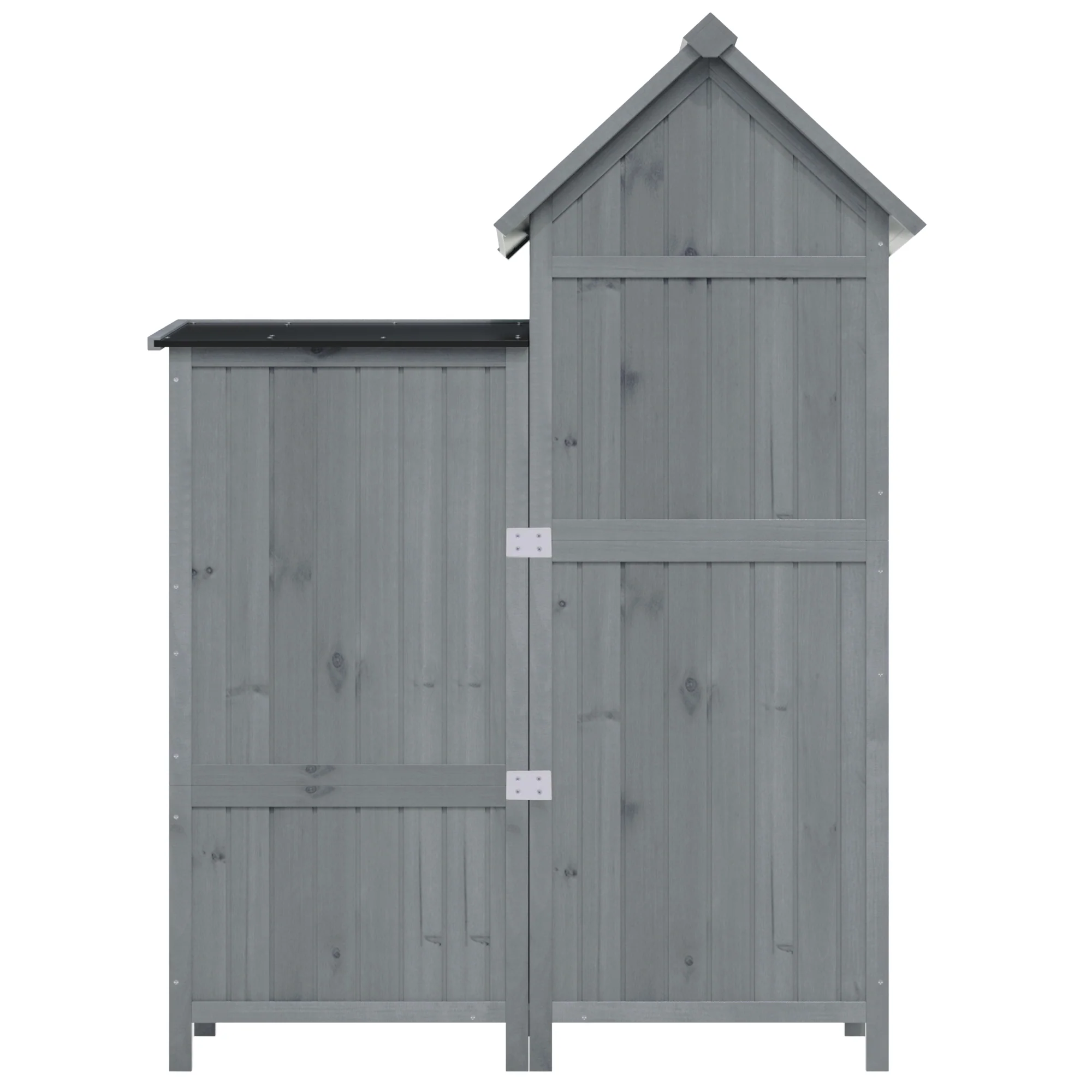 Outdoor Storage Shed with Weatherproof Double-Door and Large Storage, Grey Fir Wood - Image 8