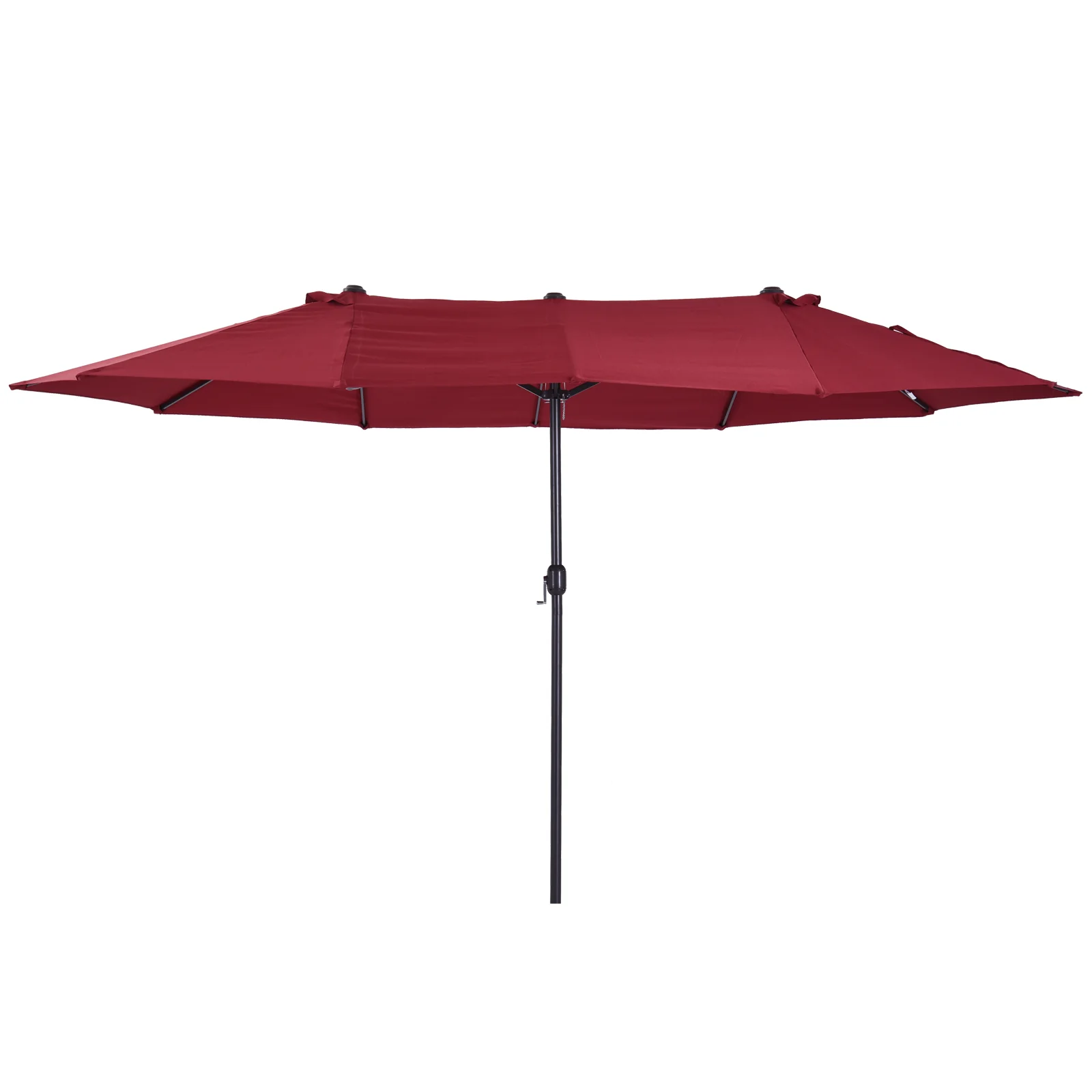 Parasol Garden Umbrella Double Patio 455 x 270 cm Hand Crank Oval, Wine Red - Image 2