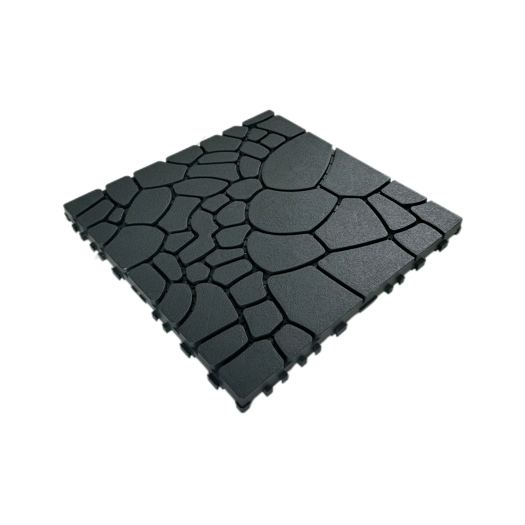 Patio Deck Tiles 12" Stone Texture Interlocking 44pcs - DARK GRAY - Image 3