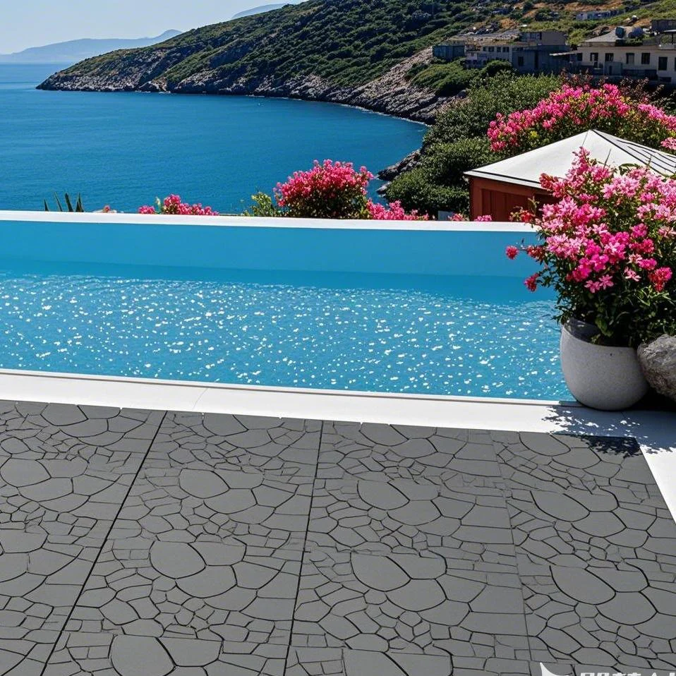Patio Deck Tiles 12" Stone Texture Interlocking 44pcs - DARK GRAY - Image 5