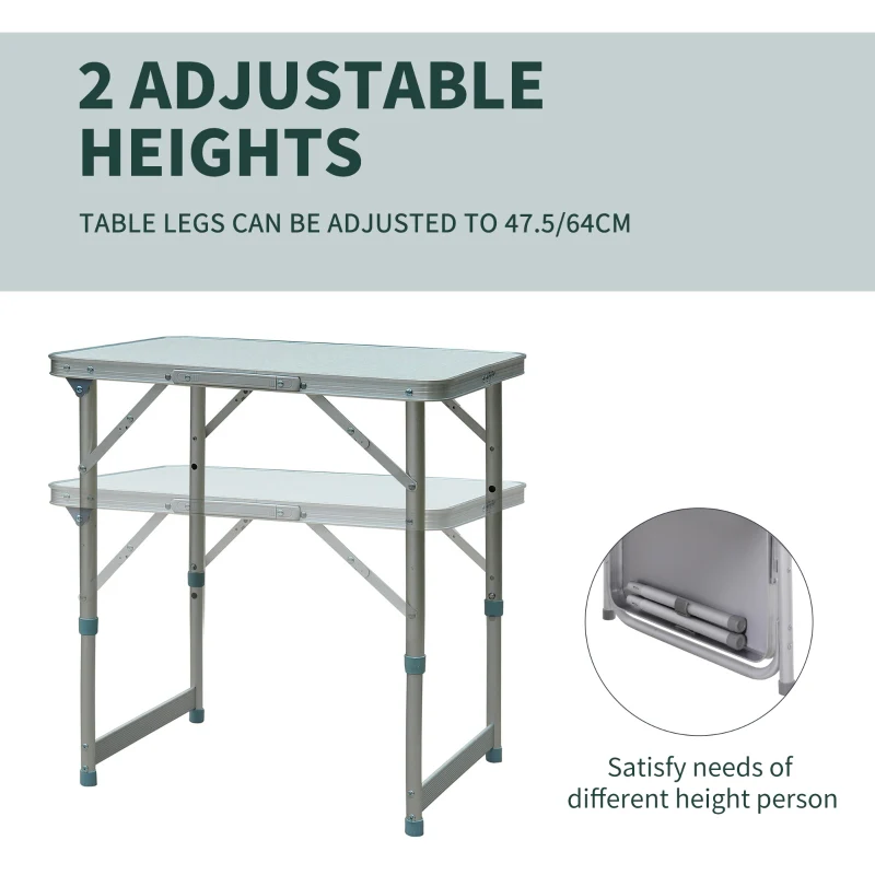 Patio Table, Foldable Picnic, Silver - Image 5