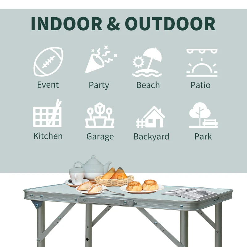 Patio Table, Foldable Picnic, Silver - Image 7