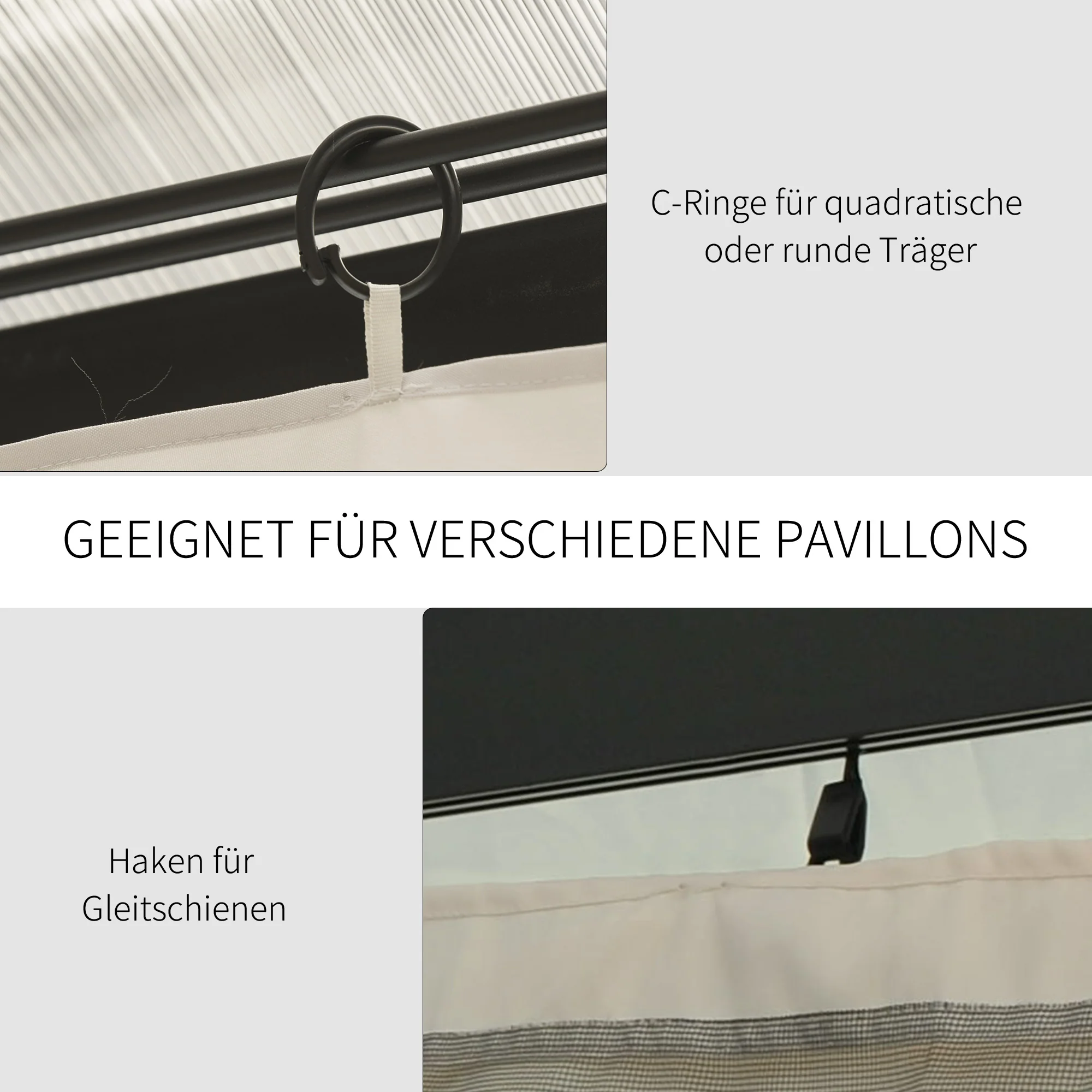 Pavilion Party Tent 3x4m with 4 Side Panels, Polyester Beige - Image 6