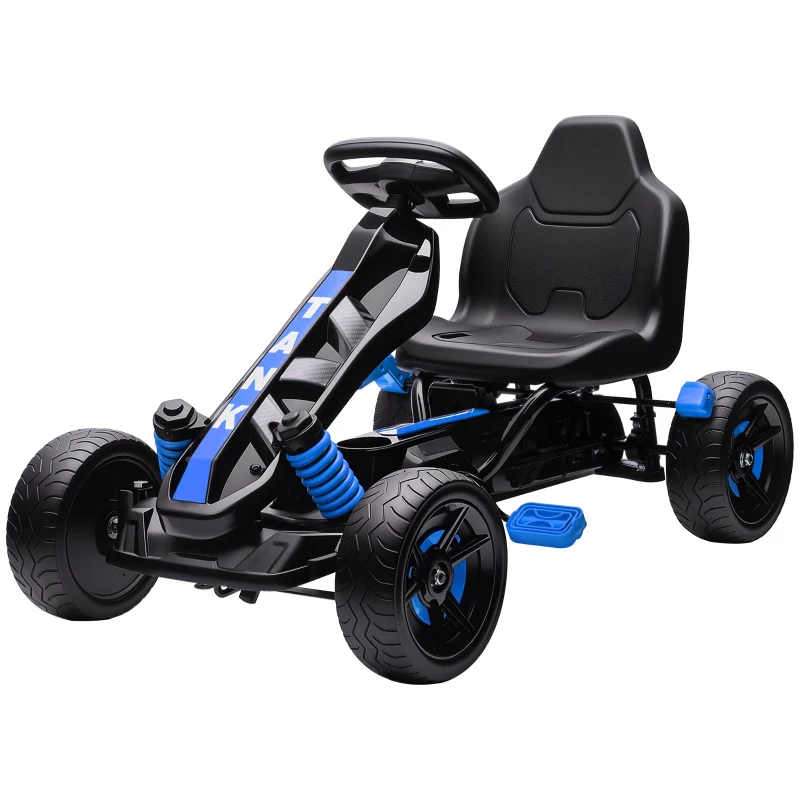 Pedal Go-kart with Brake and Non-slip Wheels, Metal Frame, Blue - Image 2