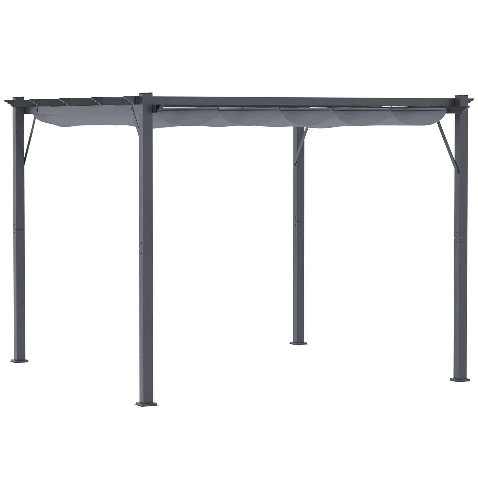 Pergola Pavilion Patio Cover with Sliding Roof, Garden, Aluminum, Charcoal Gray and Dark Gray, 3x3x2.23m - Image 2