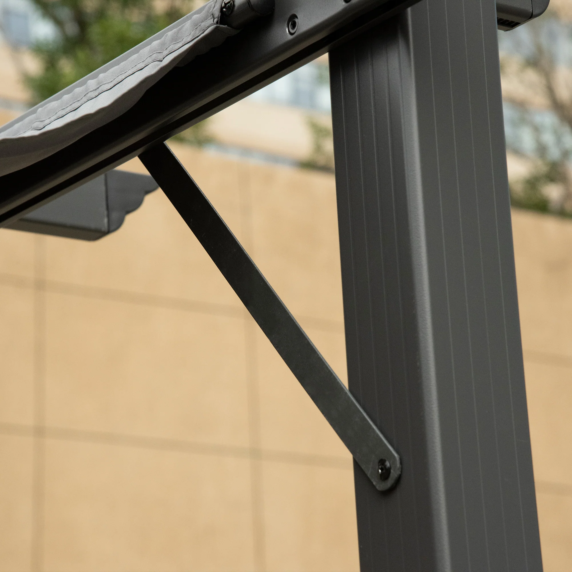 Pergola Pavilion Patio Cover with Sliding Roof, Garden, Aluminum, Charcoal Gray and Dark Gray, 3x3x2.23m - Image 8