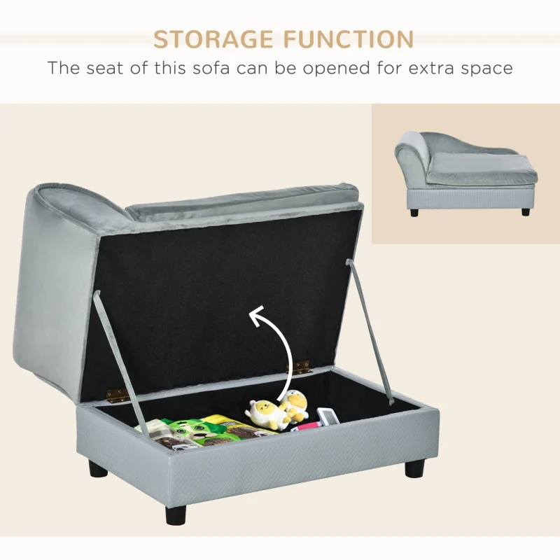 Pet Sofa Chair, with Storage & Cushion, Light Grey - Image 5