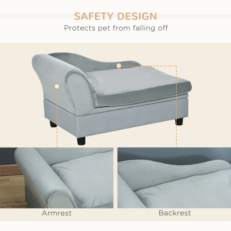 Pet Sofa Chair, with Storage & Cushion, Light Grey - Image 6