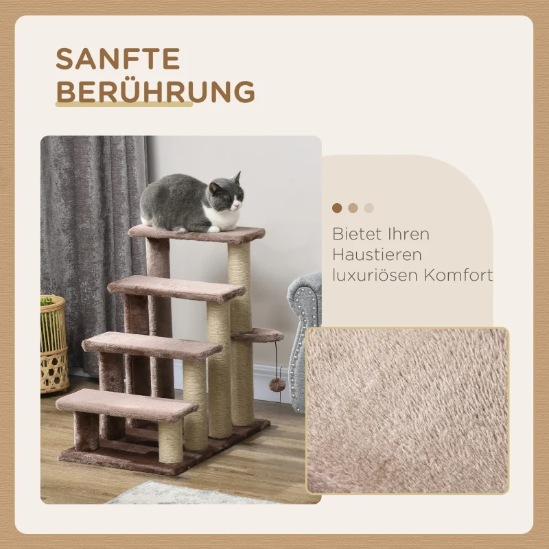 Pet Stairs Scratching Post, 4-Step for Animals up to 5 kg, Brown - Image 6