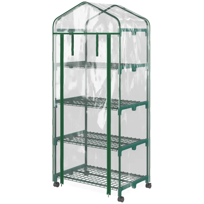Plastic Greenhouse, 4-Shelf Cold Frame, Transparent - Image 2