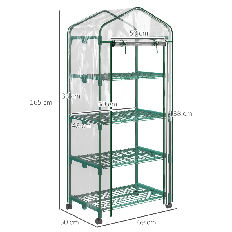 Plastic Greenhouse, 4-Shelf Cold Frame, Transparent - Image 3