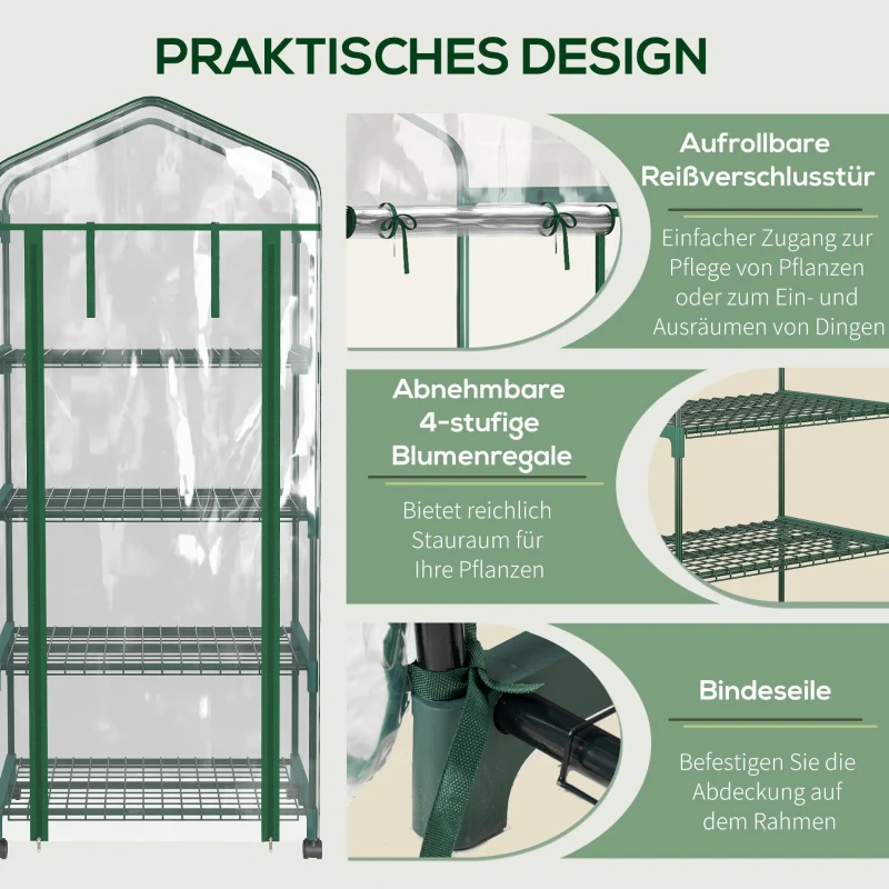 Plastic Greenhouse, 4-Shelf Cold Frame, Transparent - Image 5
