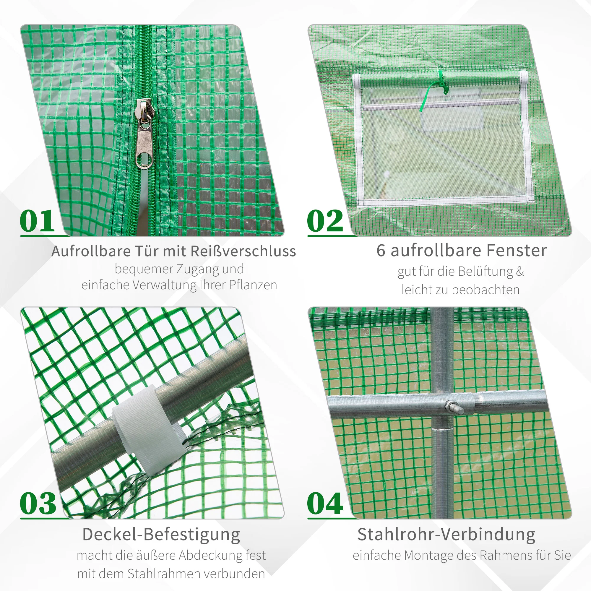 Polytunnel Greenhouse/Tomato Greenhouse with Window 445x190x200cm, Green - Image 5