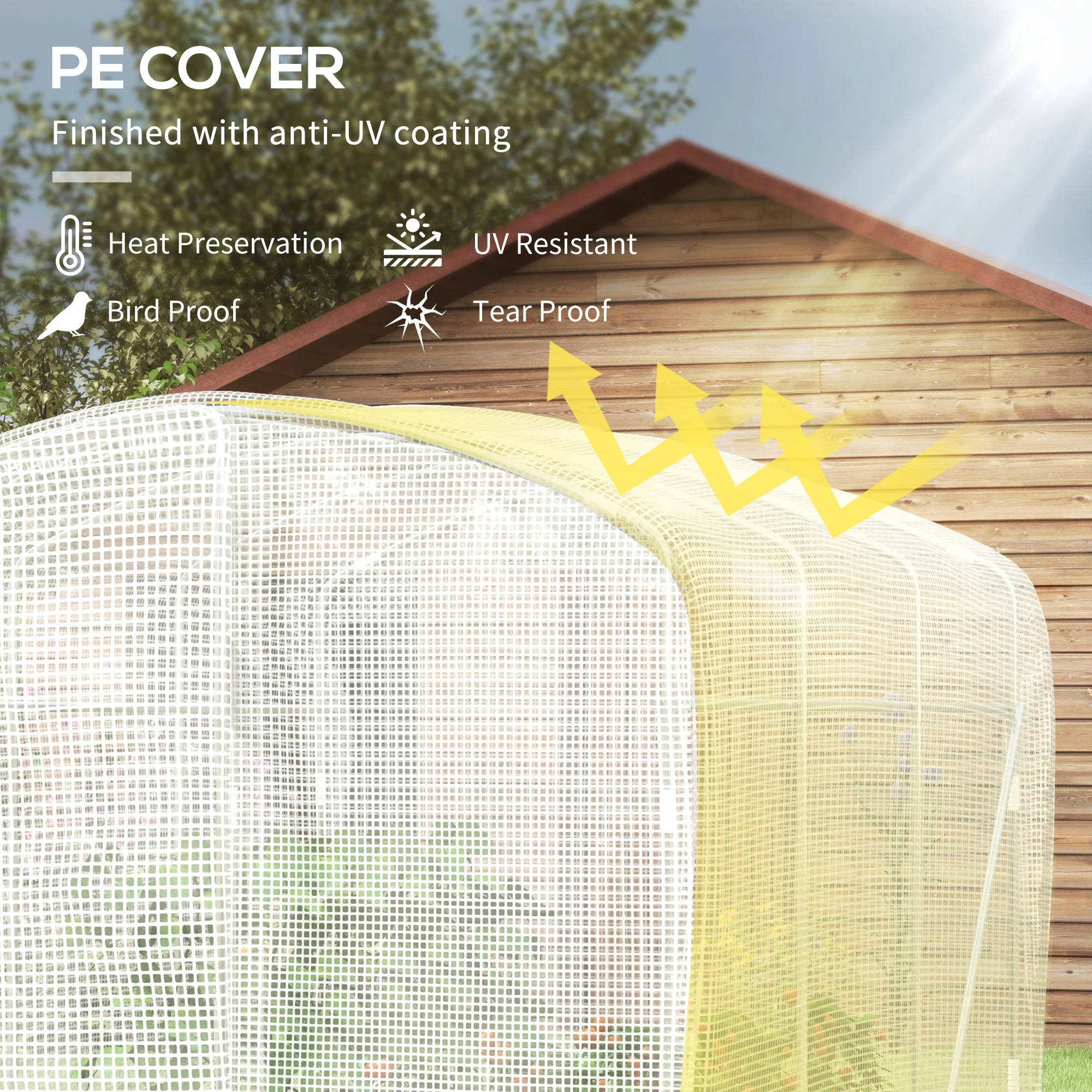 Polytunnel Greenhouse Walk-in Grow House, Door, Galvanised Steel Frame, 2 x 3 x 2m, White - Image 4