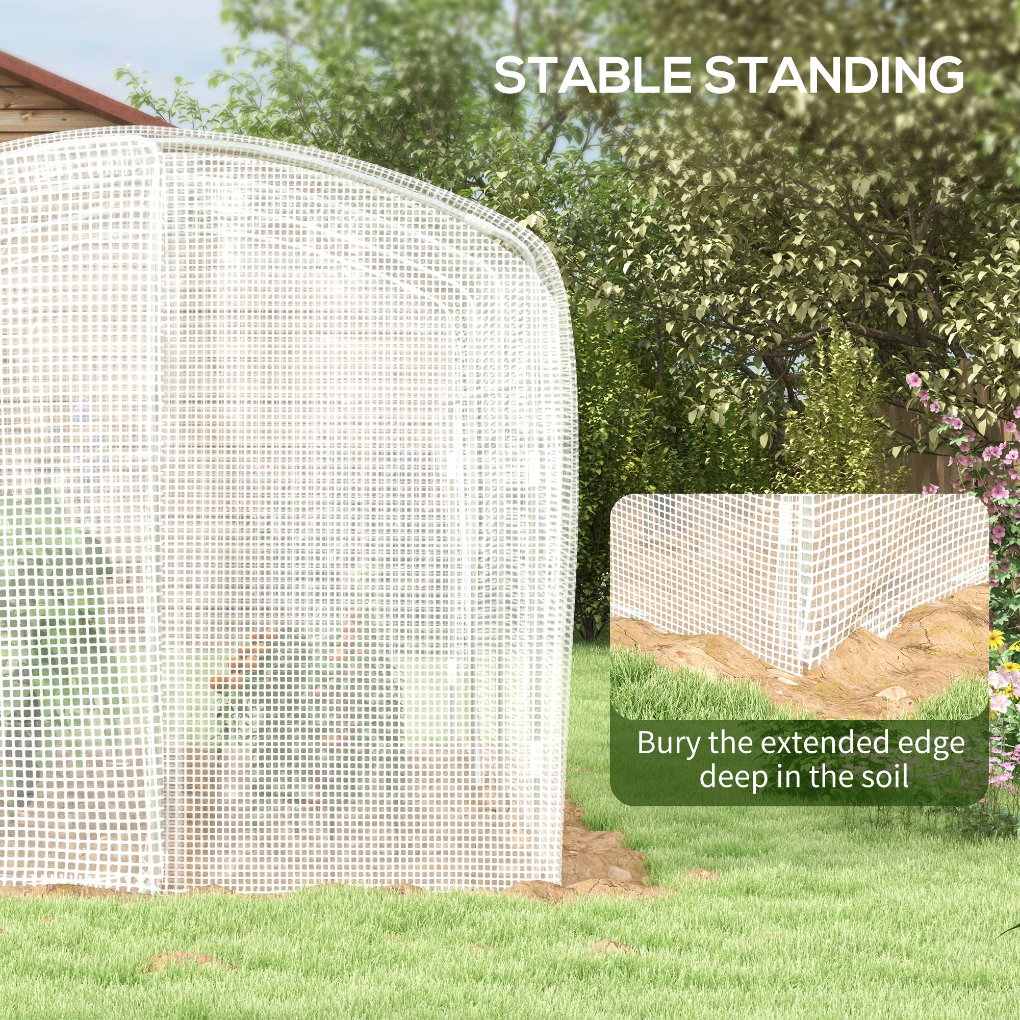Polytunnel Greenhouse Walk-in Grow House, Door, Galvanised Steel Frame, 2 x 3 x 2m, White - Image 6