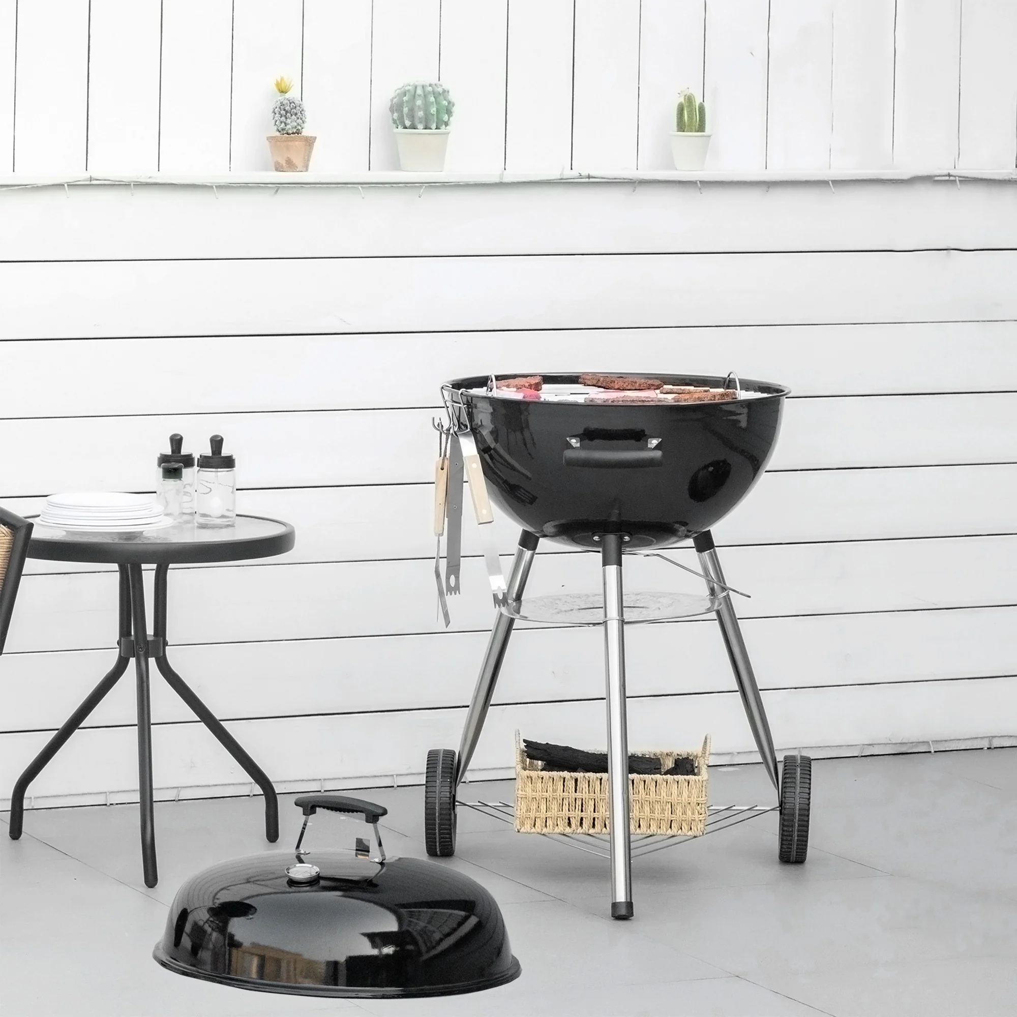 Portable Kettle Charcoal Grill, Black