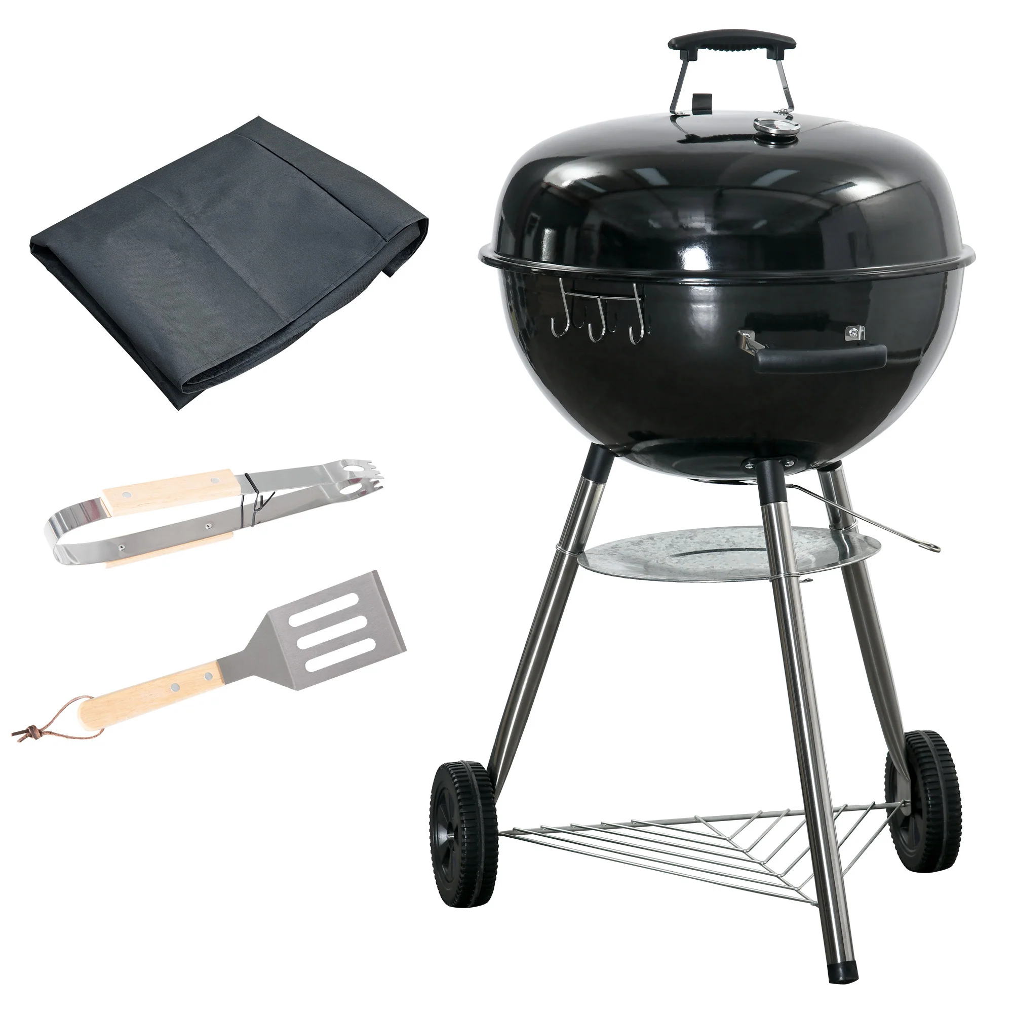 Portable Kettle Charcoal Grill, Black - Image 2