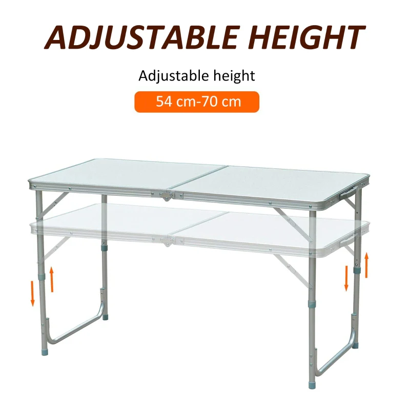 Portable Table, Foldable Adjustable Height, White Aluminum - Image 4