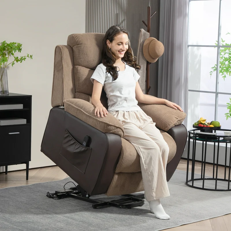 Power Lift Recliner Chair for Elderly Oversized Electric Riser and Recliner Brown