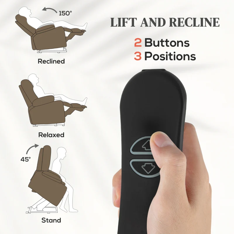 Power Lift Recliner Chair for Elderly Oversized Electric Riser and Recliner Brown - Image 4