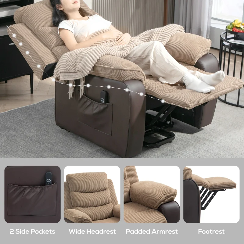 Power Lift Recliner Chair for Elderly Oversized Electric Riser and Recliner Brown - Image 7